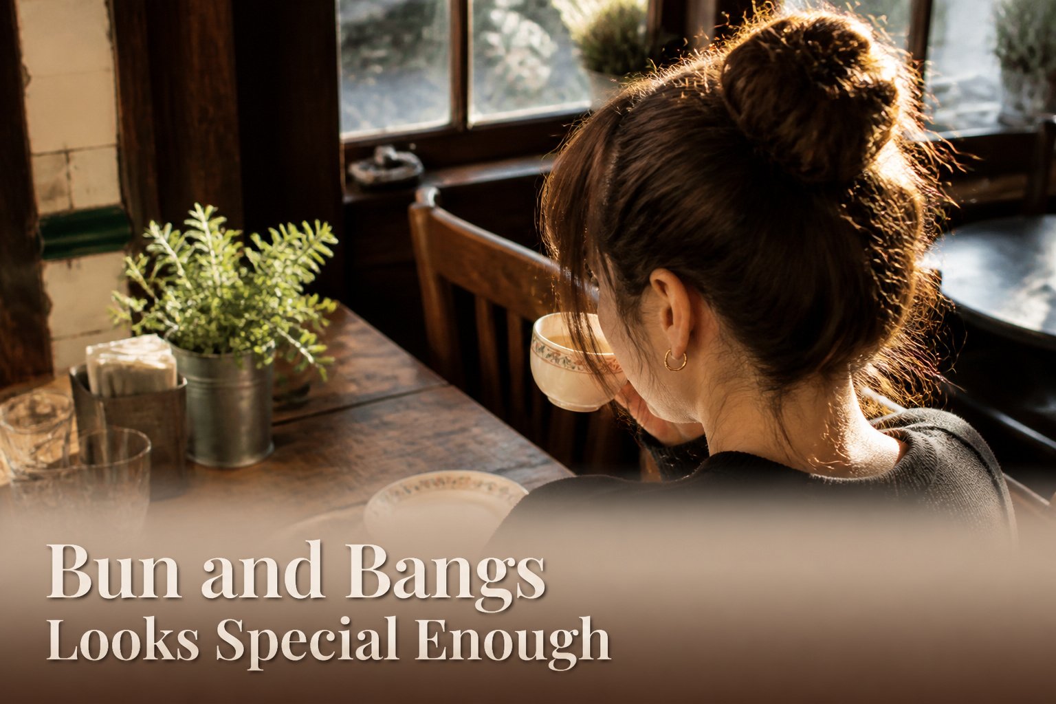 A collection of trendy bun and bangs hairstyles for 2026.