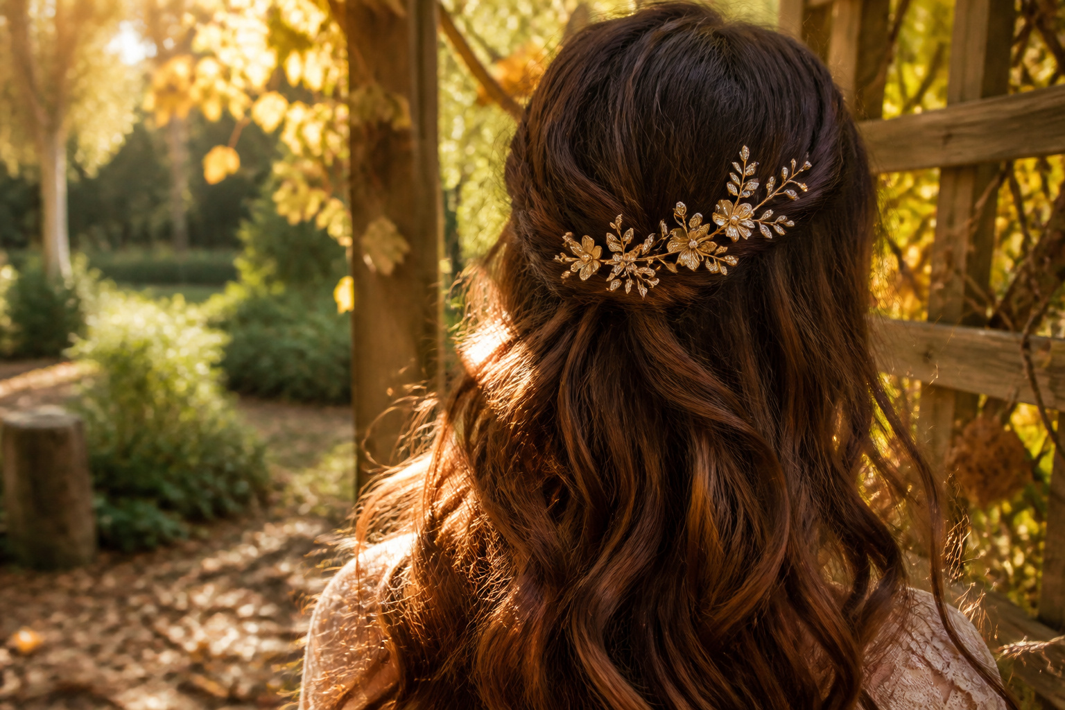 Various headpiece jewelry styles for long hairstyles displayed together.