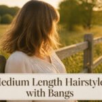 A collection of medium length hairstyles featuring different bang styles.